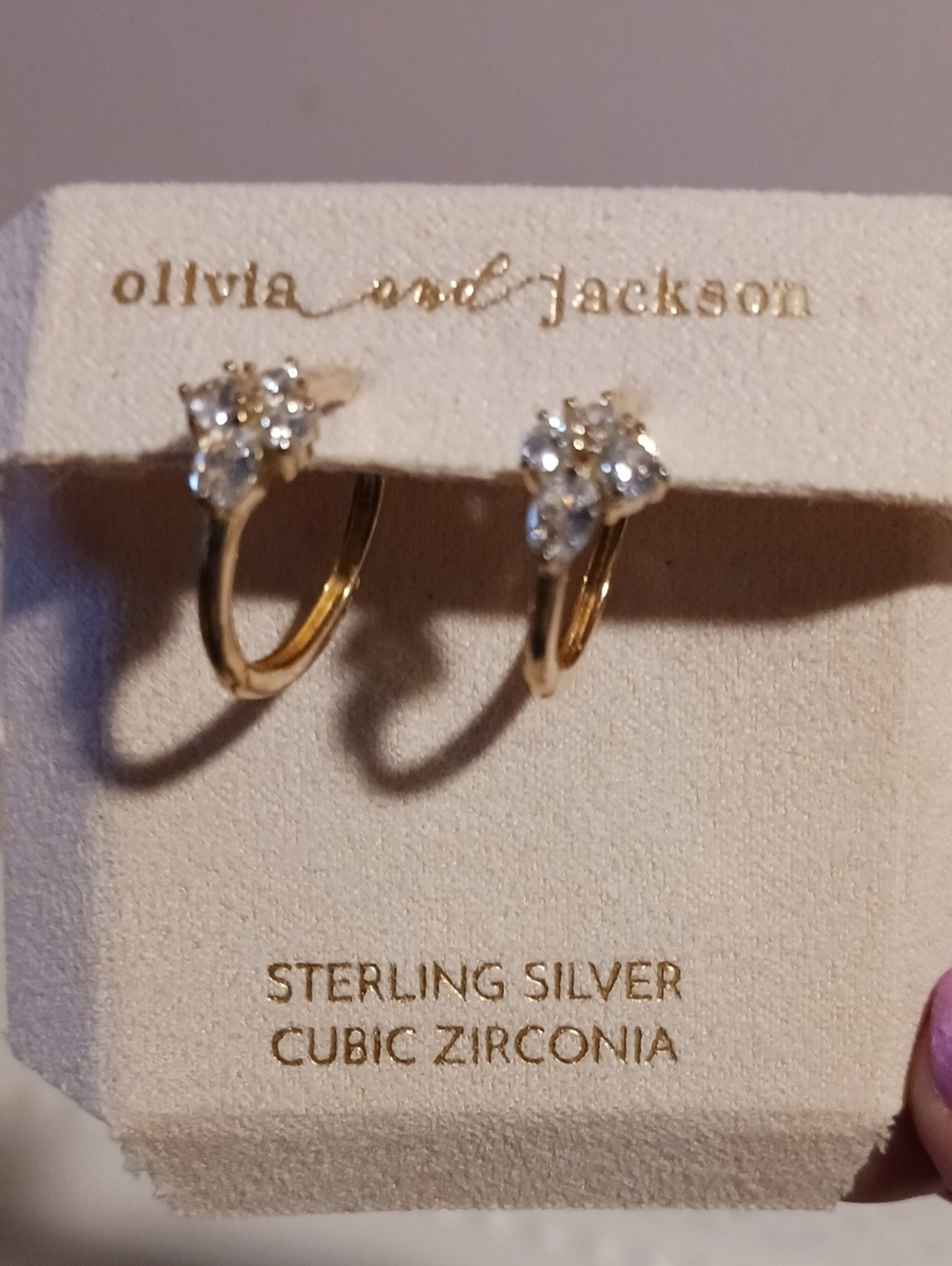 Olivia & Jackson Gold-Tone Floral Cubic Zirconia Hoop Earrings -Sterling Silver
